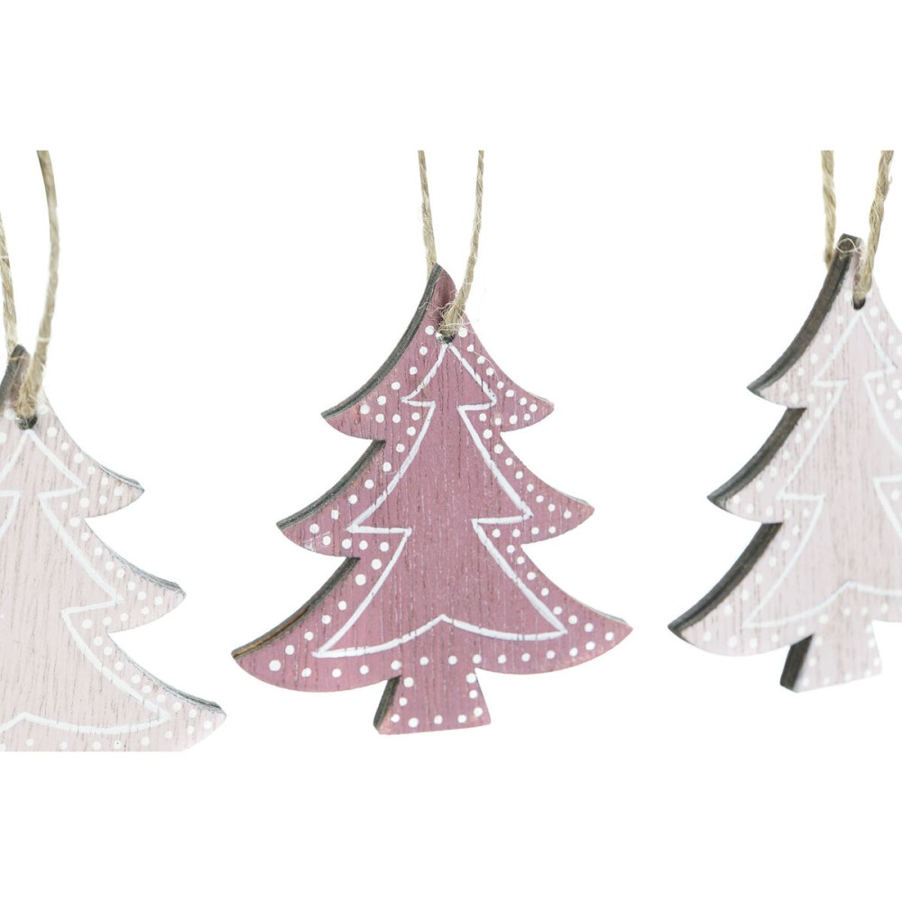 Décoration Suspendue DKD Home Decor Rose Rose clair Bois 6,5 x 1 x 6,5 cm (9 Pièces) (3 Unités)