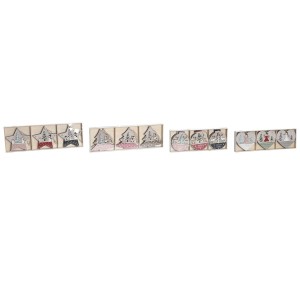 Dekoration zum Aufhängen DKD Home Decor Rot Rosa Holz 23 x 1,5 x 9 cm (6 Stücke) (4 Stück)