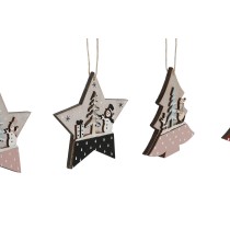Dekoration zum Aufhängen DKD Home Decor Rot Rosa Holz 23 x 1,5 x 9 cm (6 Stücke) (4 Stück)