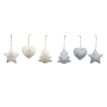Décoration Suspendue DKD Home Decor Blanc Gris Métal 7 x 2 x 7 cm (6 Pièces) (2 Unités)