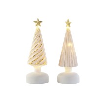 Décorations de Noël DKD Home Decor Blanc Doré 9 x 9 x 25 cm (2 Unités)