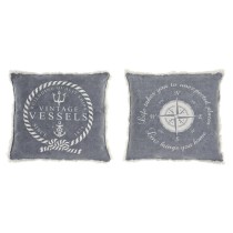 Coussin DKD Home Decor Bleu Blanc Frange méditerranéen Marin 45 x 10 x 45 cm (2 Unités)
