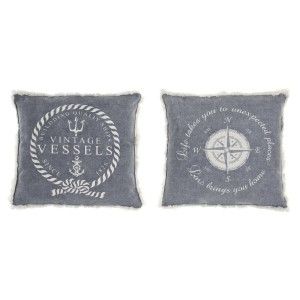 Kissen DKD Home Decor Blau Weiß Randbereich Mediterraner Marineblau 45 x 10 x 45 cm (2 Stück)