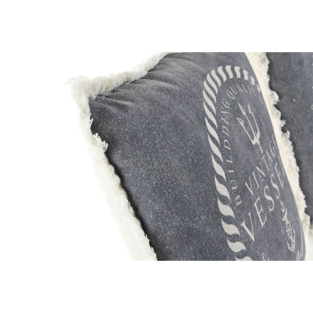Coussin DKD Home Decor Bleu Blanc Frange méditerranéen Marin 45 x 10 x 45 cm (2 Unités)
