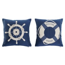 Coussin Home ESPRIT Bleu Blanc 45 x 10 x 45 cm (2 Unités)