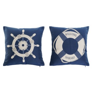 Coussin Home ESPRIT Bleu Blanc 45 x 10 x 45 cm (2 Unités)