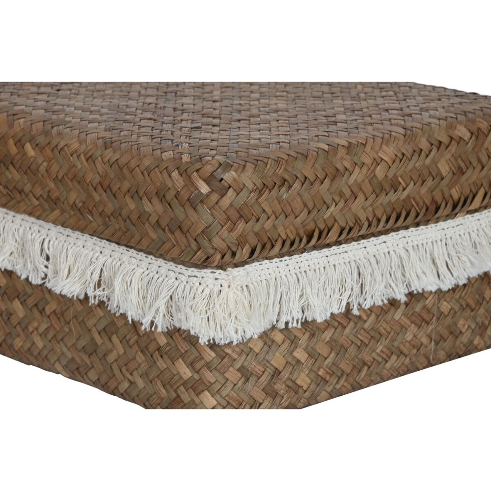 Set de basket Home ESPRIT Blanc Naturel Fibre naturelle Boho Usé 30 x 30 x 19 cm 4 Pièces