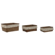 Set de basket Home ESPRIT Fibre naturelle Boho Usé 23 x 17 x 10 cm