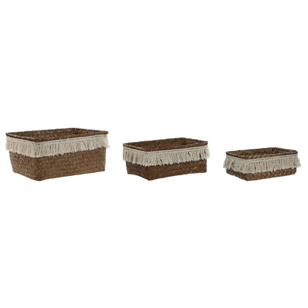 Set de basket Home ESPRIT Fibre naturelle Boho Usé 23 x 17 x 10 cm
