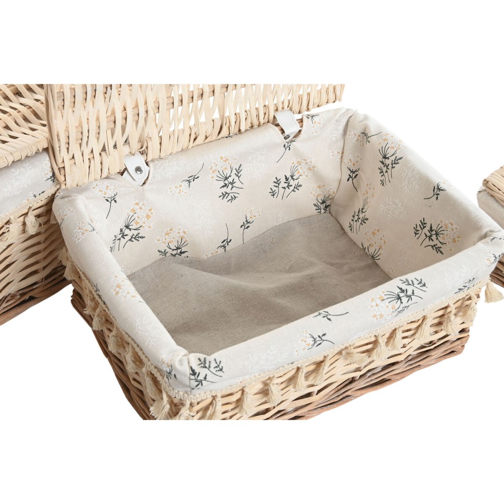 Laundry basket Home ESPRIT Natural wicker Shabby Chic 42 x 33 x 20 cm 3 Pieces