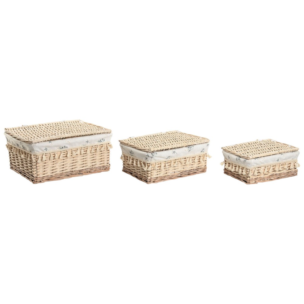 Panier à linge Home ESPRIT Naturel osier Shabby Chic 42 x 33 x 20 cm 3 Pièces