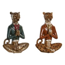 Figurine Décorative DKD Home Decor Bleu Marron Doré Léopard 16 x 9,5 x 23 cm (2 Unités)