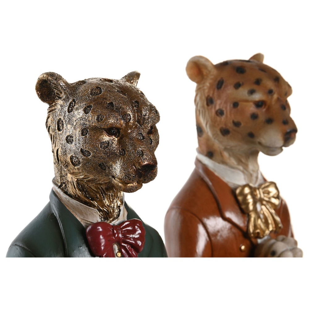 Deko-Figur DKD Home Decor Blau Braun Gold Leopard 16 x 9,5 x 23 cm (2 Stück)