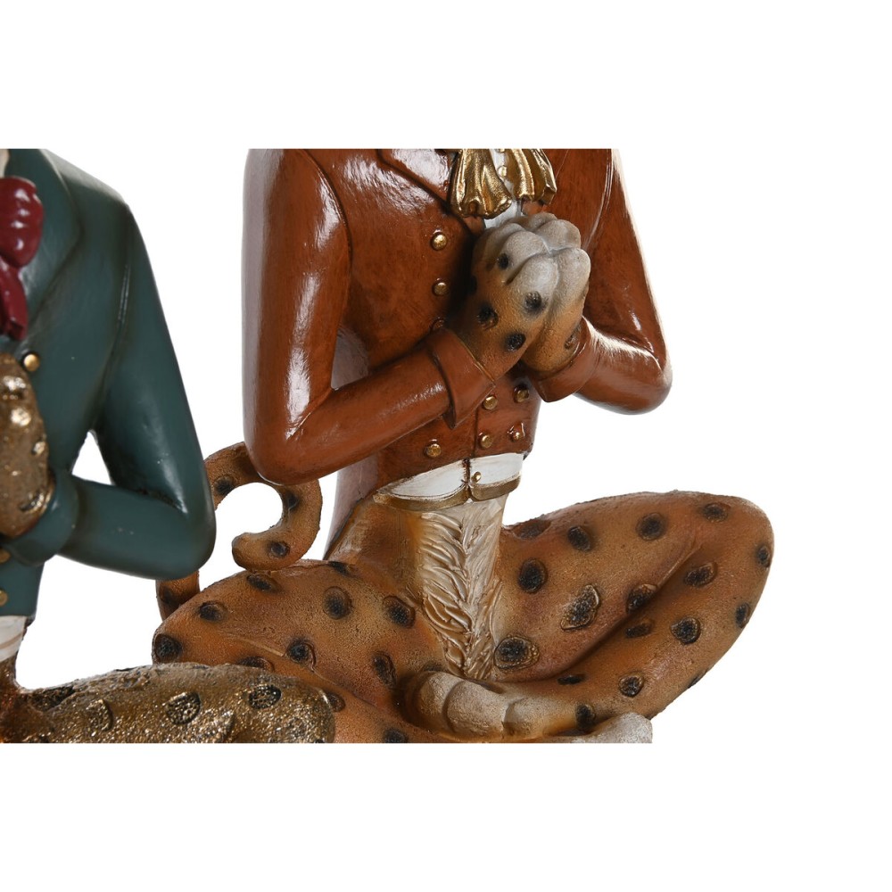 Deko-Figur DKD Home Decor Blau Braun Gold Leopard 16 x 9,5 x 23 cm (2 Stück)