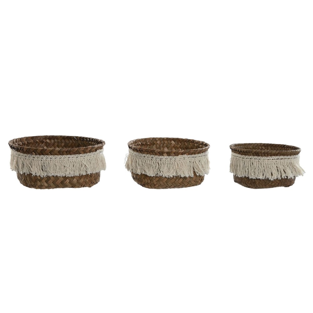 Korb-Set Home ESPRIT Naturfaser Boho Abgenutzt 16 x 16 x 6 cm