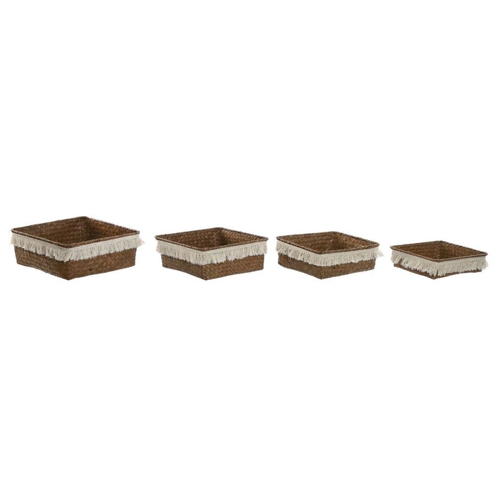 Set de basket Home ESPRIT Fibre naturelle Boho Usé 26 x 26 x 10 cm