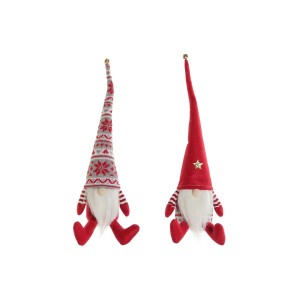 Christmas bauble DKD Home Decor White Red Gnome 10 x 10 x 40 cm (2 Units)