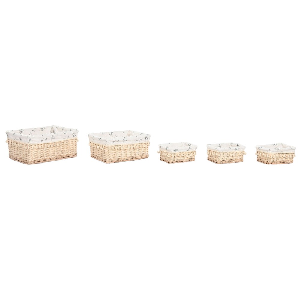 Panier à linge Home ESPRIT Naturel osier Shabby Chic 48 x 38 x 22 cm 5 Pièces