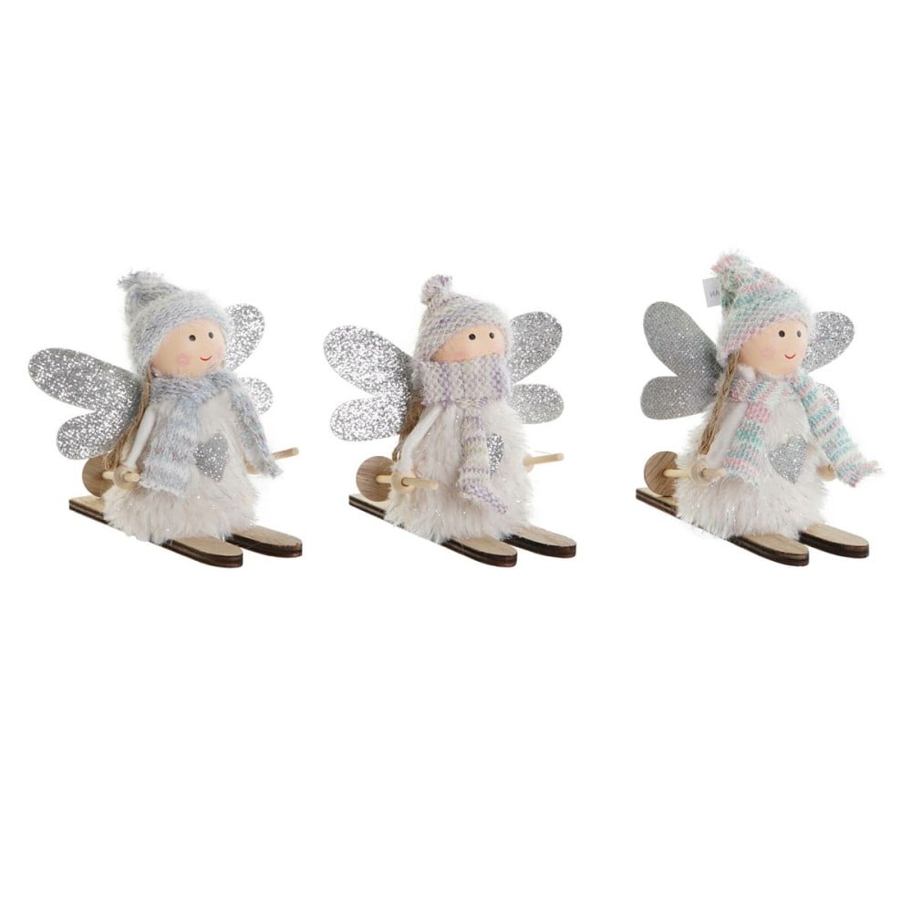 Weihnachtsschmuck DKD Home Decor Weiß Grau Fee 12 x 8 x 10 cm (3 Stück)