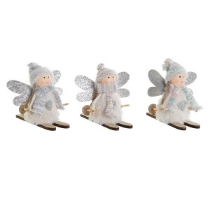 Weihnachtsschmuck DKD Home Decor Weiß Grau Fee 12 x 8 x 10 cm (3 Stück)