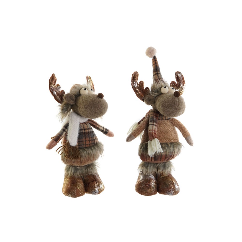 Weihnachtsschmuck DKD Home Decor Braun Rentier 14 x 12 x 35 cm (2 Stück)
