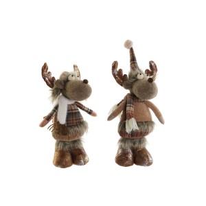 Weihnachtsschmuck DKD Home Decor Braun Rentier 14 x 12 x 35 cm (2 Stück)
