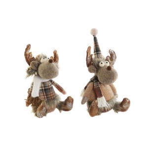 Weihnachtsschmuck DKD Home Decor Braun Rentier 13 x 12 x 25 cm (2 Stück)