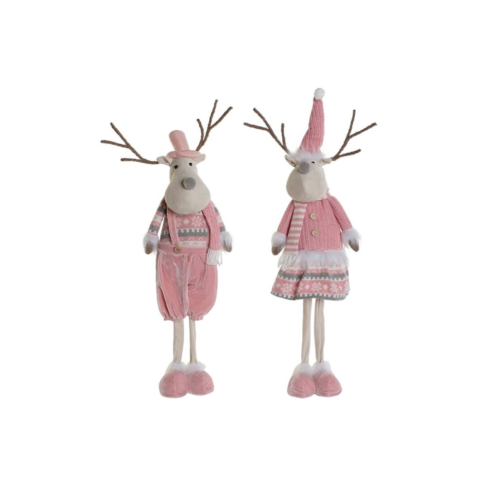 Weihnachtsschmuck DKD Home Decor Weiß Braun Rosa Rentier 17 x 12 x 66 cm (2 Stück)