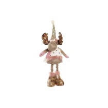 Weihnachtsschmuck DKD Home Decor Weiß Rosa Gold Rentier 15 x 17 x 50 cm (2 Stück)