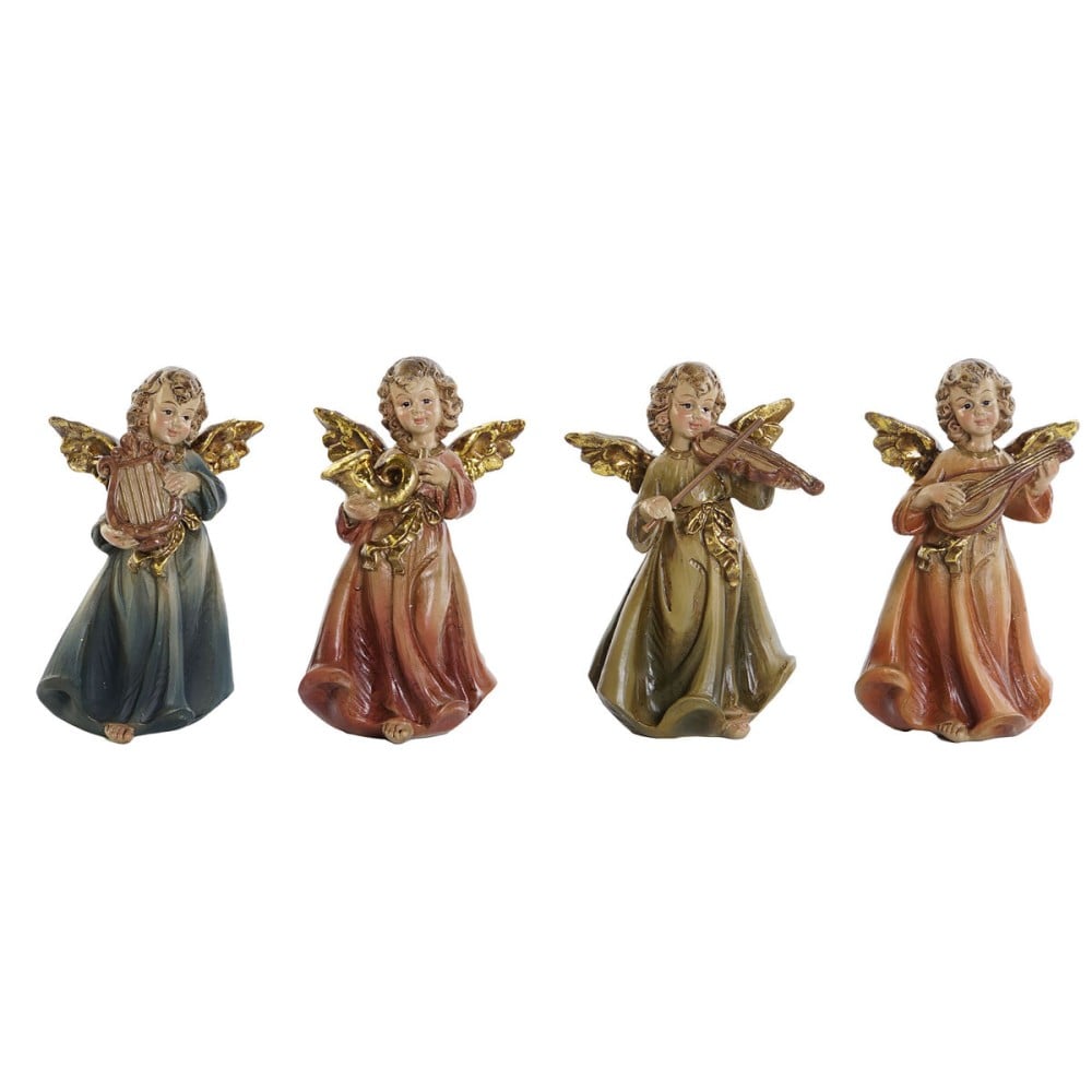 Weihnachtsschmuck DKD Home Decor Bunt Engel 6 x 3,9 x 9,8 cm (4 Stück)
