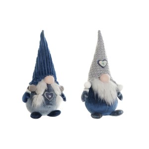 Weihnachtsschmuck DKD Home Decor Blau Weiß Grau Zwerg 13 x 12 x 35 cm (2 Stück)