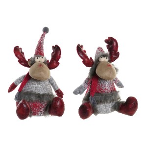 Weihnachtsschmuck DKD Home Decor Rot Grau Rentier 27 x 19 x 32 cm (2 Stück)