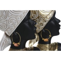 Decorative Figure Home ESPRIT White Black Golden African Woman 22 x 11 x 37 cm (2 Units)