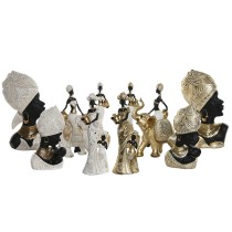 Deko-Figur Home ESPRIT Weiß Schwarz Gold Afrikanerin 22 x 11 x 37 cm (2 Stück)