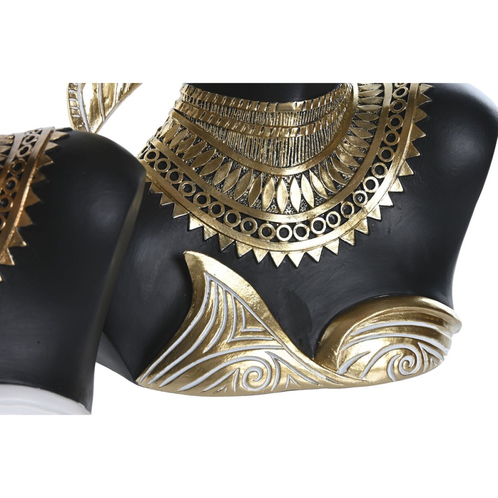 Decorative Figure Home ESPRIT White Black Golden African Woman 22 x 11 x 37 cm (2 Units)