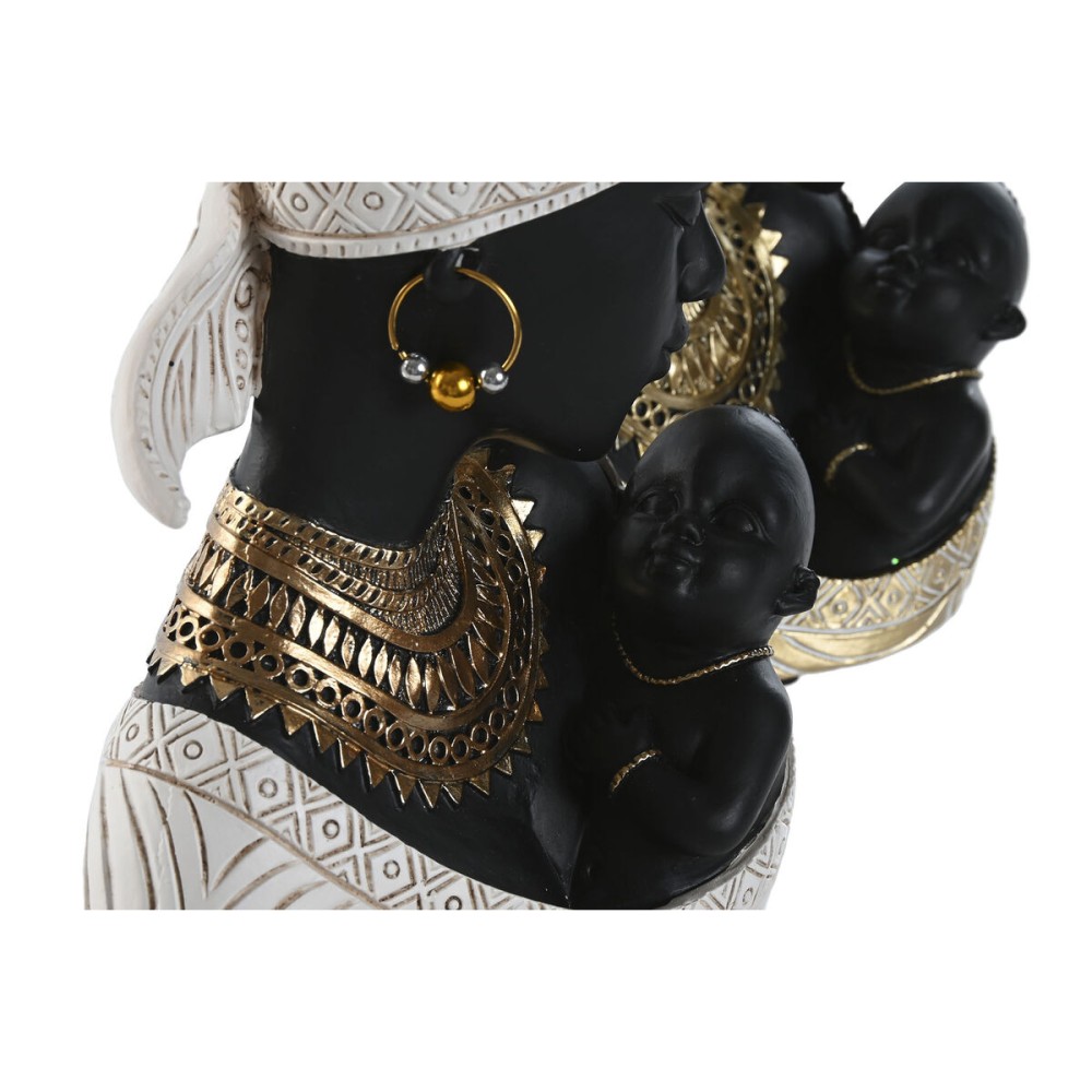 Decorative Figure Home ESPRIT White Black Golden African Woman 15 x 9 x 25 cm (2 Units)