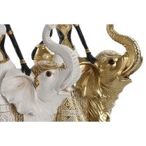 Deko-Figur Home ESPRIT Weiß Schwarz Gold Elefant Afrikanerin 21 x 11 x 32 cm (2 Stück)