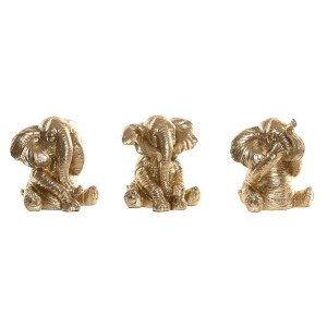 Deko-Figur Home ESPRIT Gold Elefant 13 x 12 x 14 cm (3 Stück)