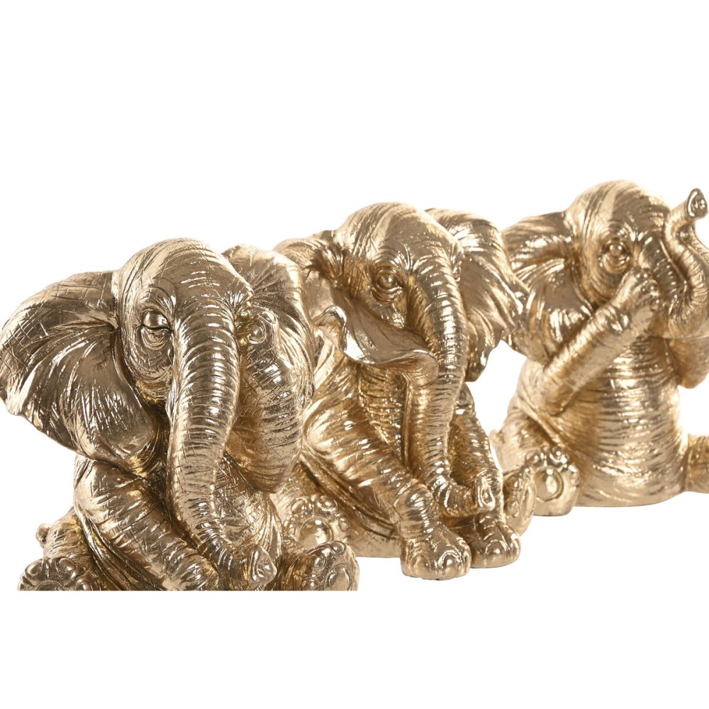 Decorative Figure Home ESPRIT Golden Elephant 13 x 12 x 14 cm (3 Units)