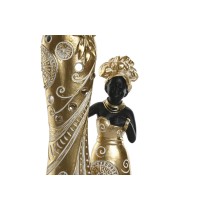 Deko-Figur Home ESPRIT Weiß Schwarz Gold Afrikanerin 10 x 7 x 31 cm (2 Stück)