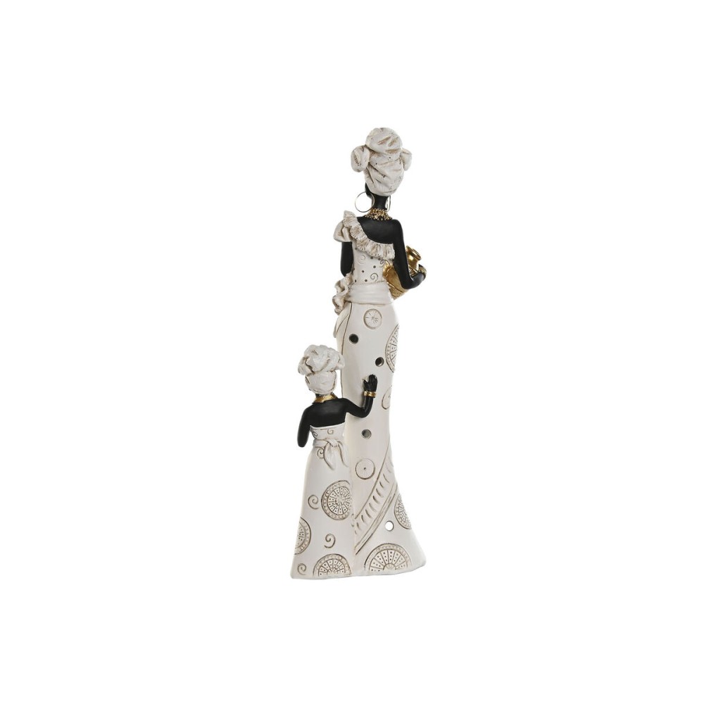 Deko-Figur Home ESPRIT Weiß Schwarz Gold Afrikanerin 10 x 7 x 31 cm (2 Stück)