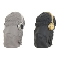 Deko-Figur Home ESPRIT Schwarz Grau Gold Silberfarben Kopfhörer 14 x 10 x 17 cm (2 Stück)