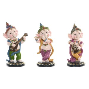 Deko-Figur Home ESPRIT Bunt Musiker Indianer 9 x 9 x 20 cm (3 Stück)