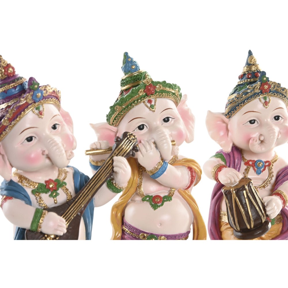 Decorative Figure Home ESPRIT Multicolour Music Indian Man 9 x 9 x 20 cm (3 Units)