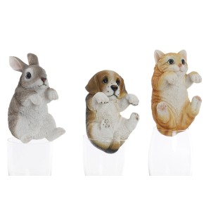 Deko-Figur Home ESPRIT Weiß Braun Grau Orange tiere 9 x 9 x 15,5 cm (3 Stück)
