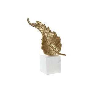 Deko-Figur Home ESPRIT Weiß Gold Pflanzenblatt 20 x 7 x 22 cm