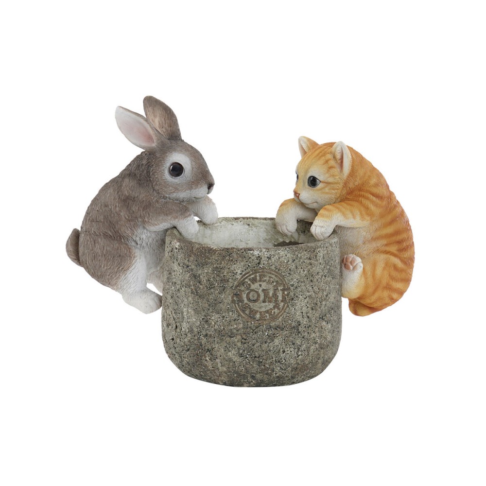 Decorative Figure Home ESPRIT White Brown Grey Orange animals 9 x 9 x 15,5 cm (3 Units)