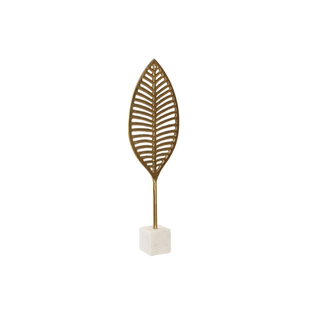 Deko-Figur Home ESPRIT Weiß Gold Pflanzenblatt 19 x 7,5 x 62 cm