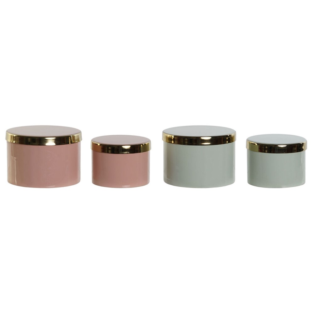 Box-Schmuckkästchen DKD Home Decor grün Koralle Eisen 13 x 13 x 9 cm (2 Stücke) (2 Stück)