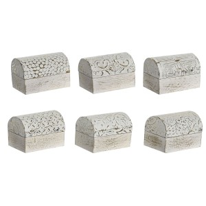 Box-Schmuckkästchen DKD Home Decor Weiß Gold Aluminium Mango-Holz 7,5 x 5,3 x 5,3 cm (6 Stück)